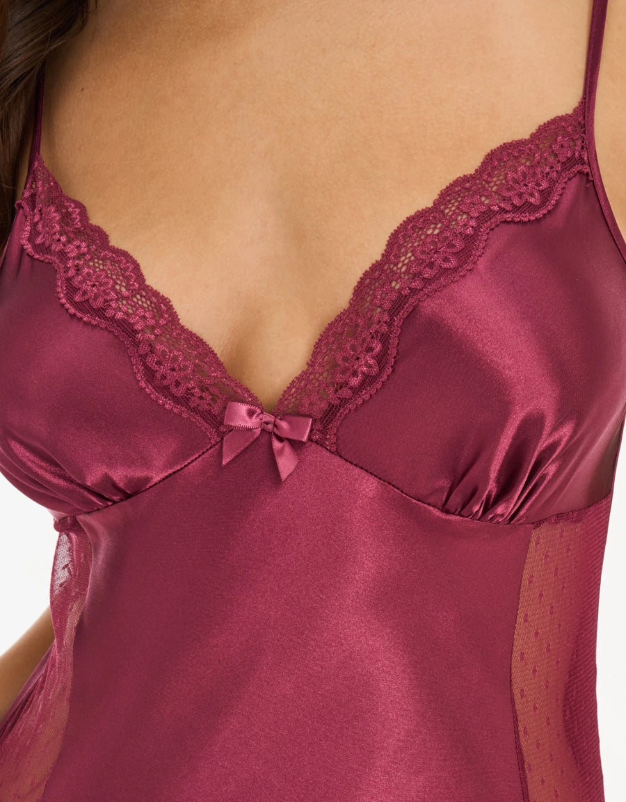 2-Pack Lace-Trim Floral Print Satin Nightdresses