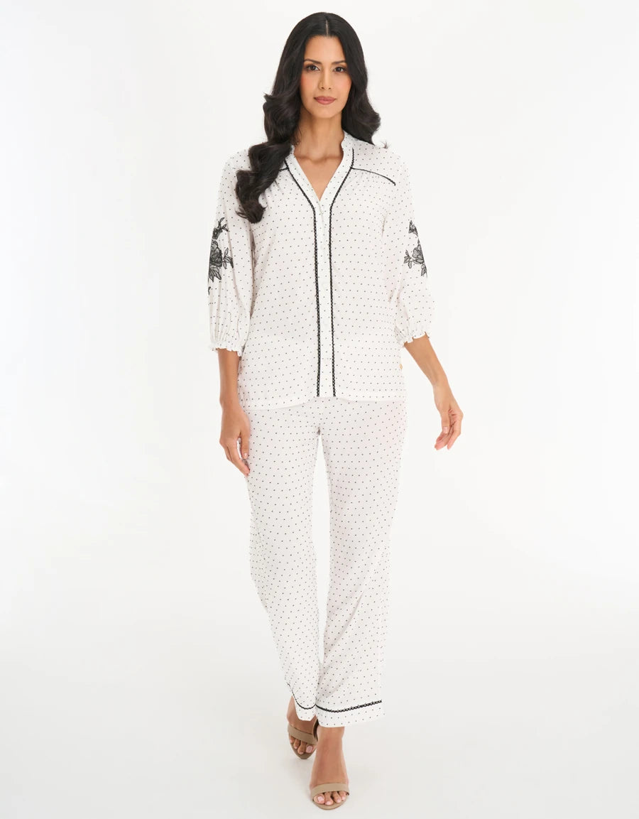 Embroidered Pajama Set