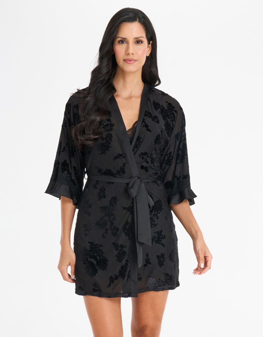 Short Dress and Burnout Velvet Robe Set