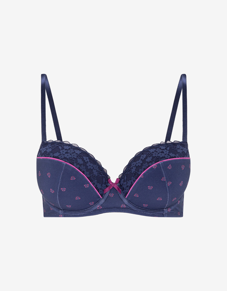 Lace-Trim Cotton Balconette Bra