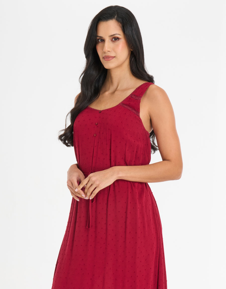 Crochet-Trim Long Dress