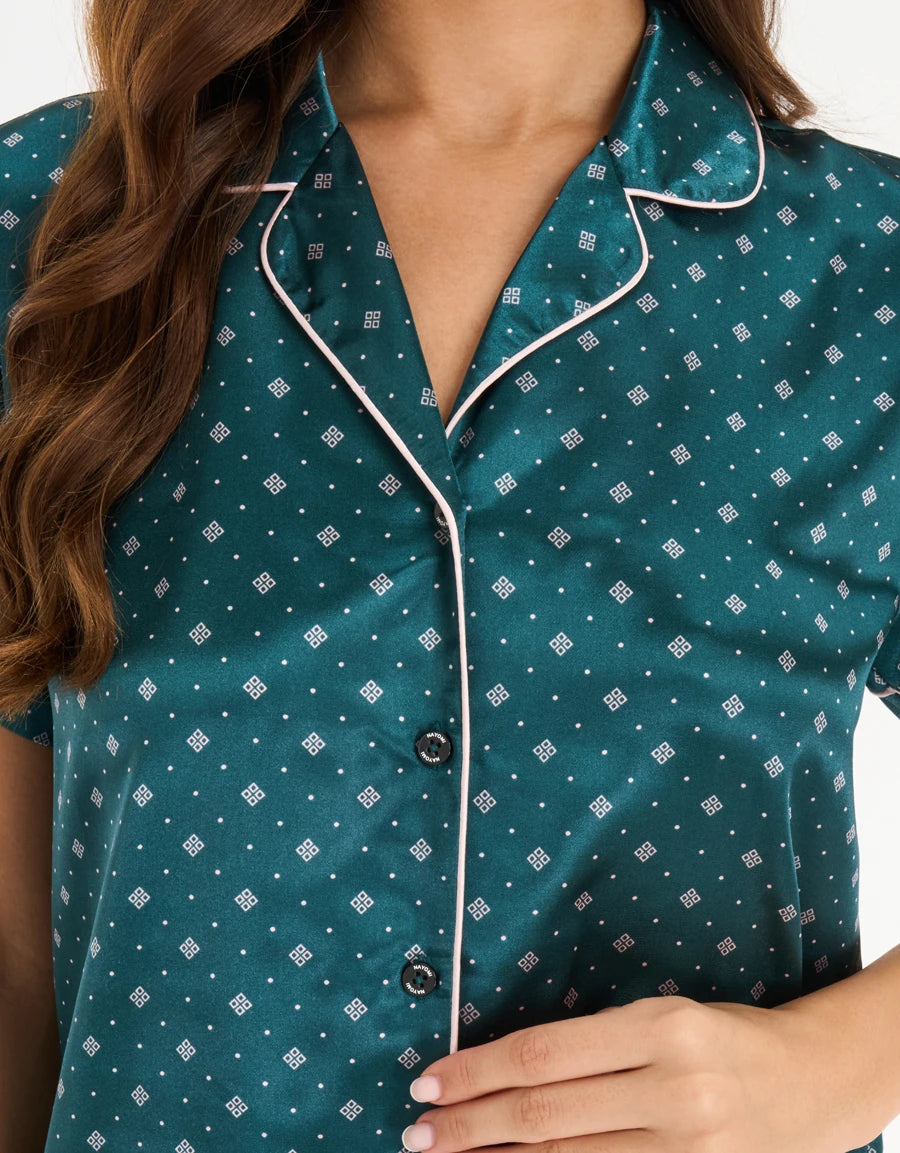 Floral Print Satin Pajama Set