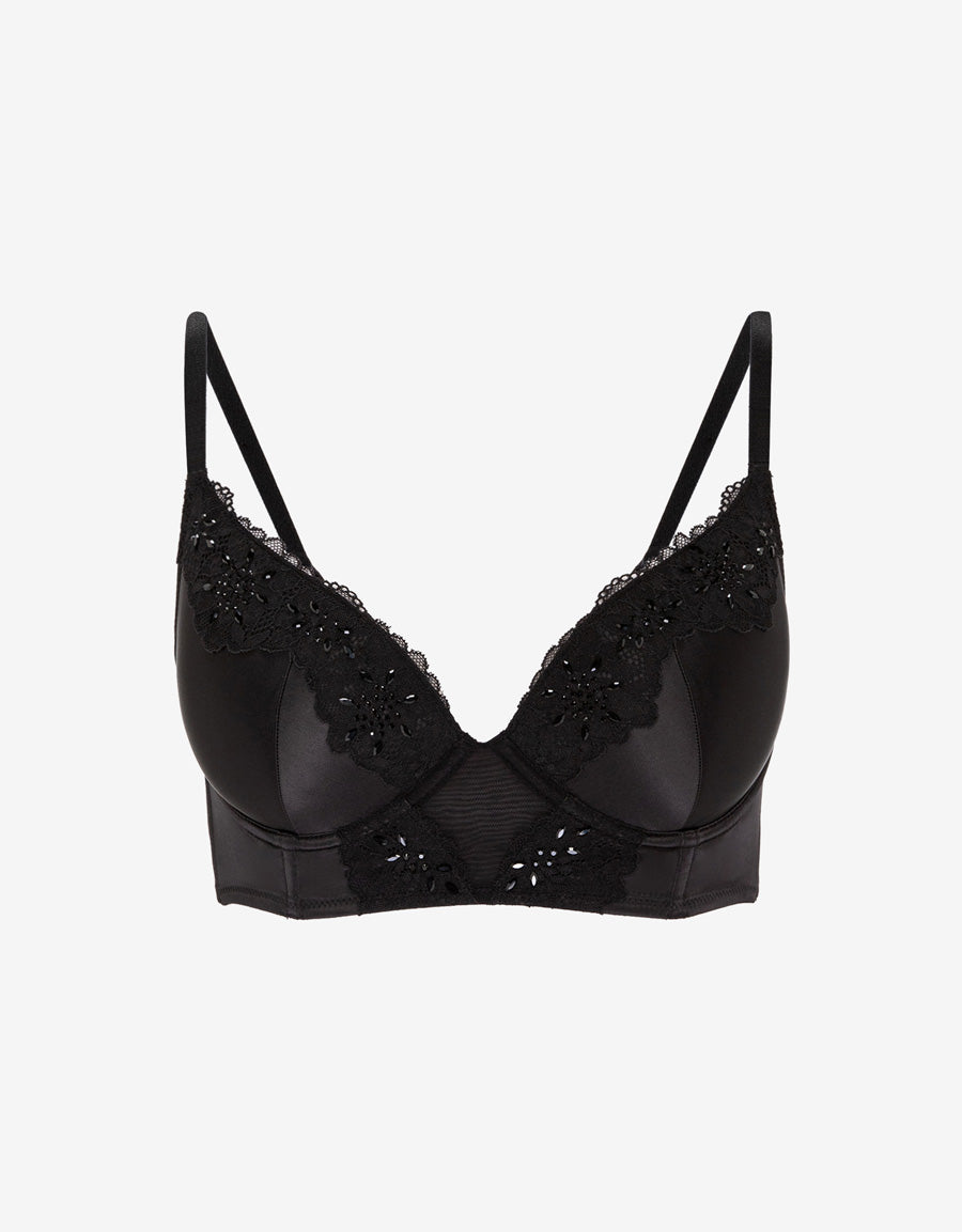 Sparkle Lace-Trim Plunge Bra