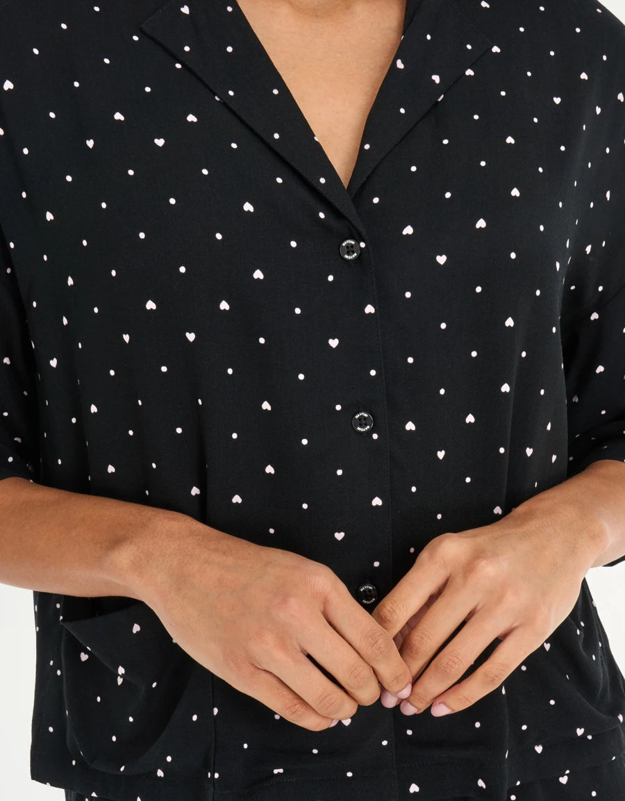 Heart Print Short Pajama Set