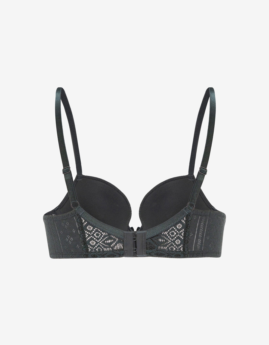 Pointelle Lace-Trim Cotton Plunge Bra