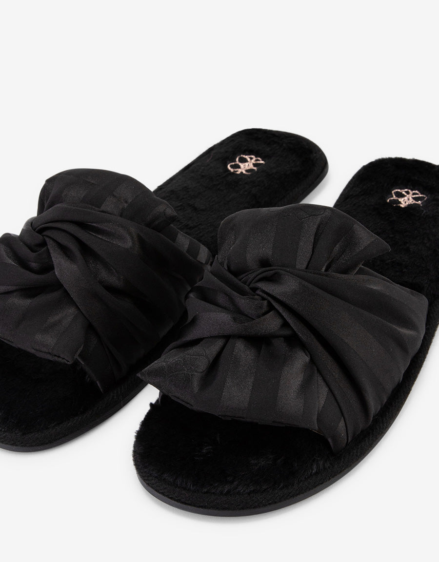 Signature Satin Open Toe Slipper