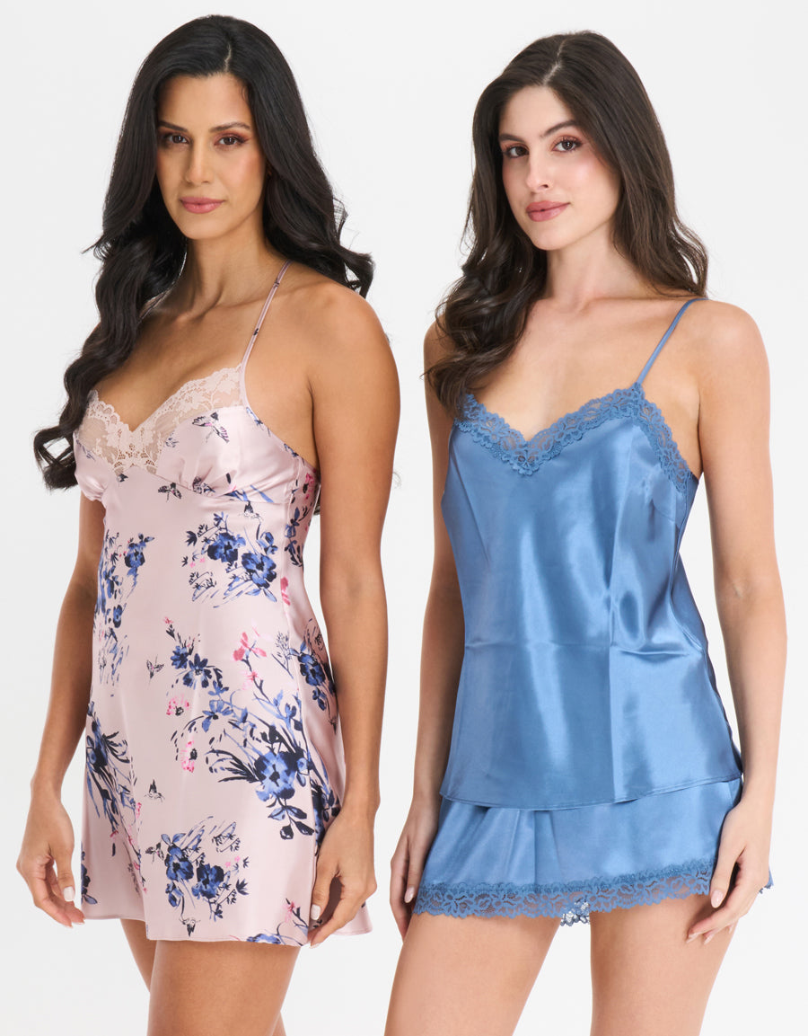 2-Pack Satin Short Dress and Cami Skirt Set