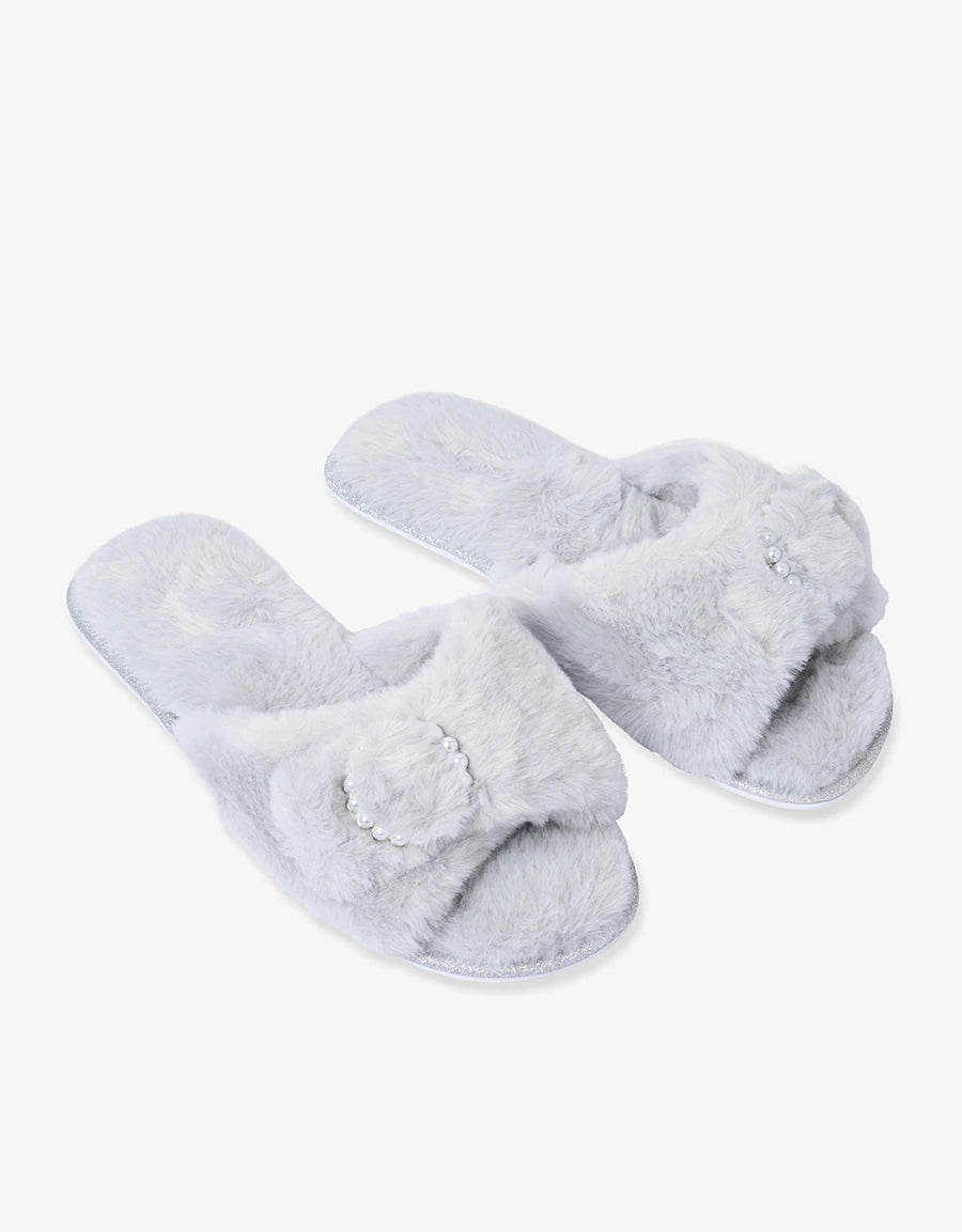 Pearl Detail Open-Toe Slipper