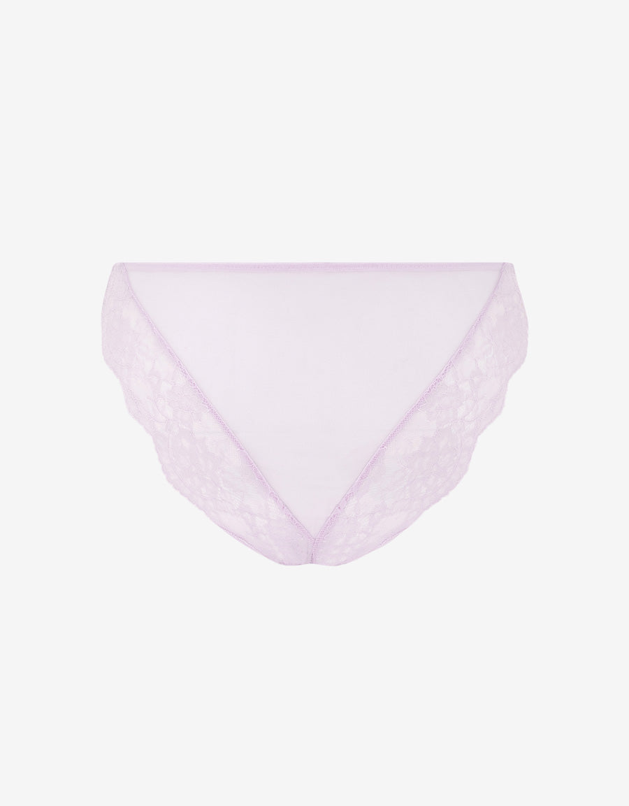 Lace-Trim Satin Bikini Panty