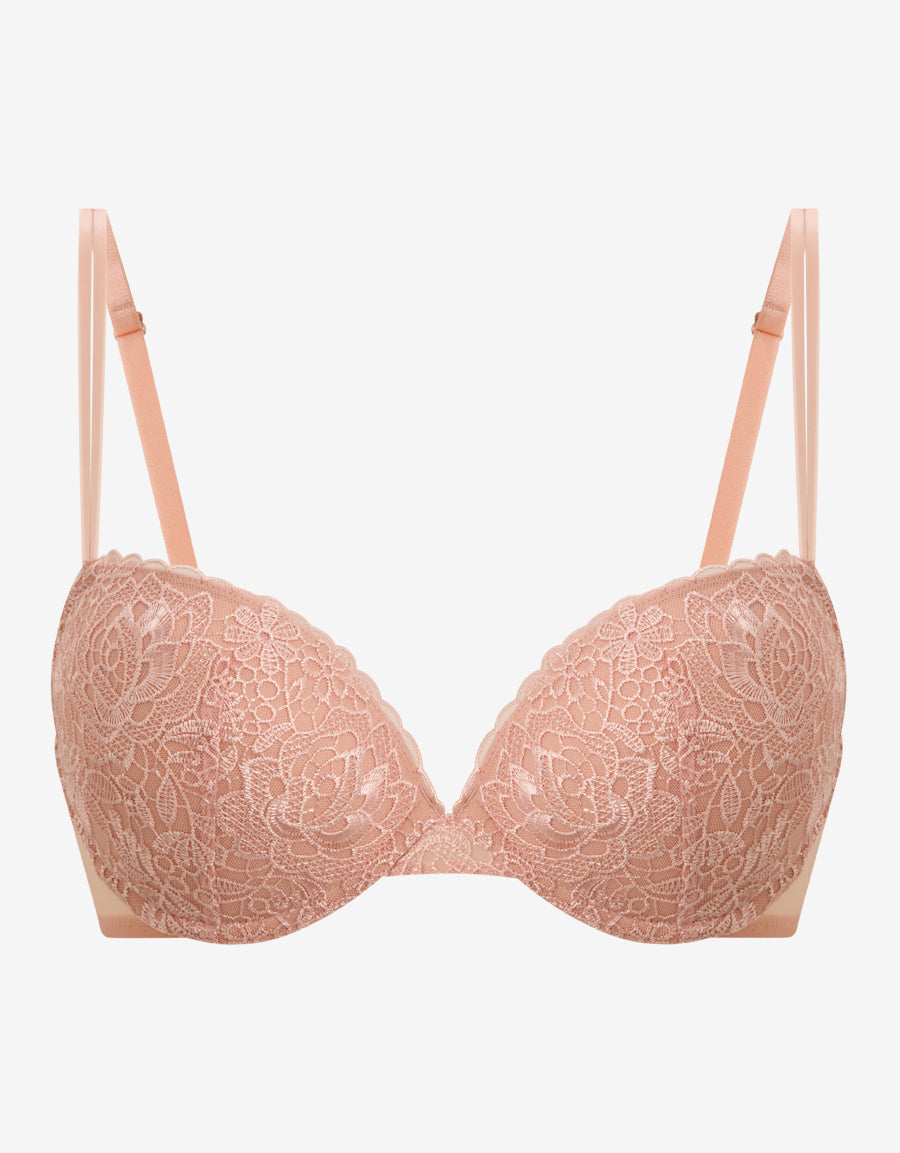 Mesh And Embroidery Plunge Bra