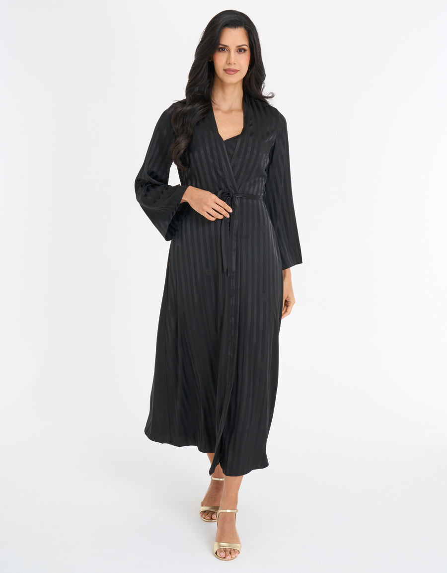 Satin Long Dress and Robe Set