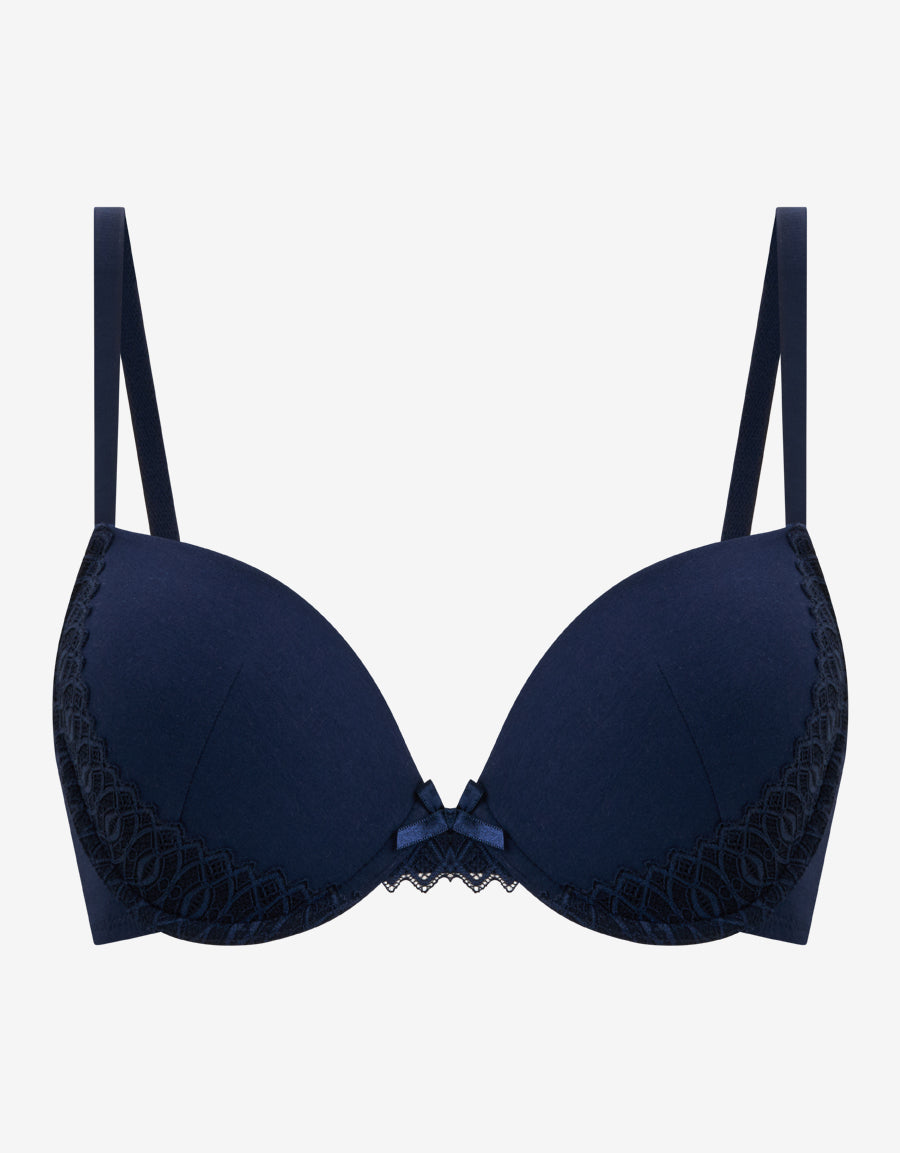 Cotton And Lace Plunge Bra
