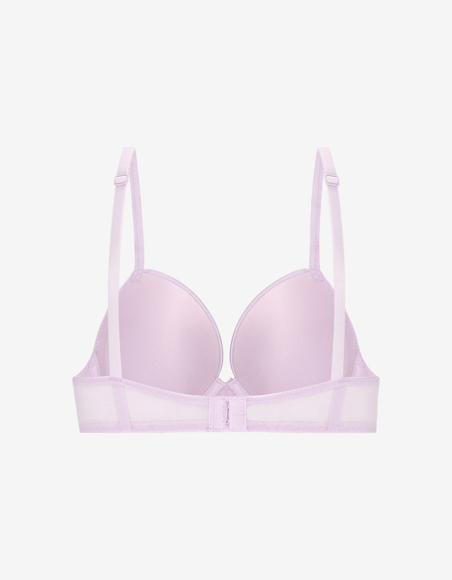 Lace-Trim Satin Balconette Bra