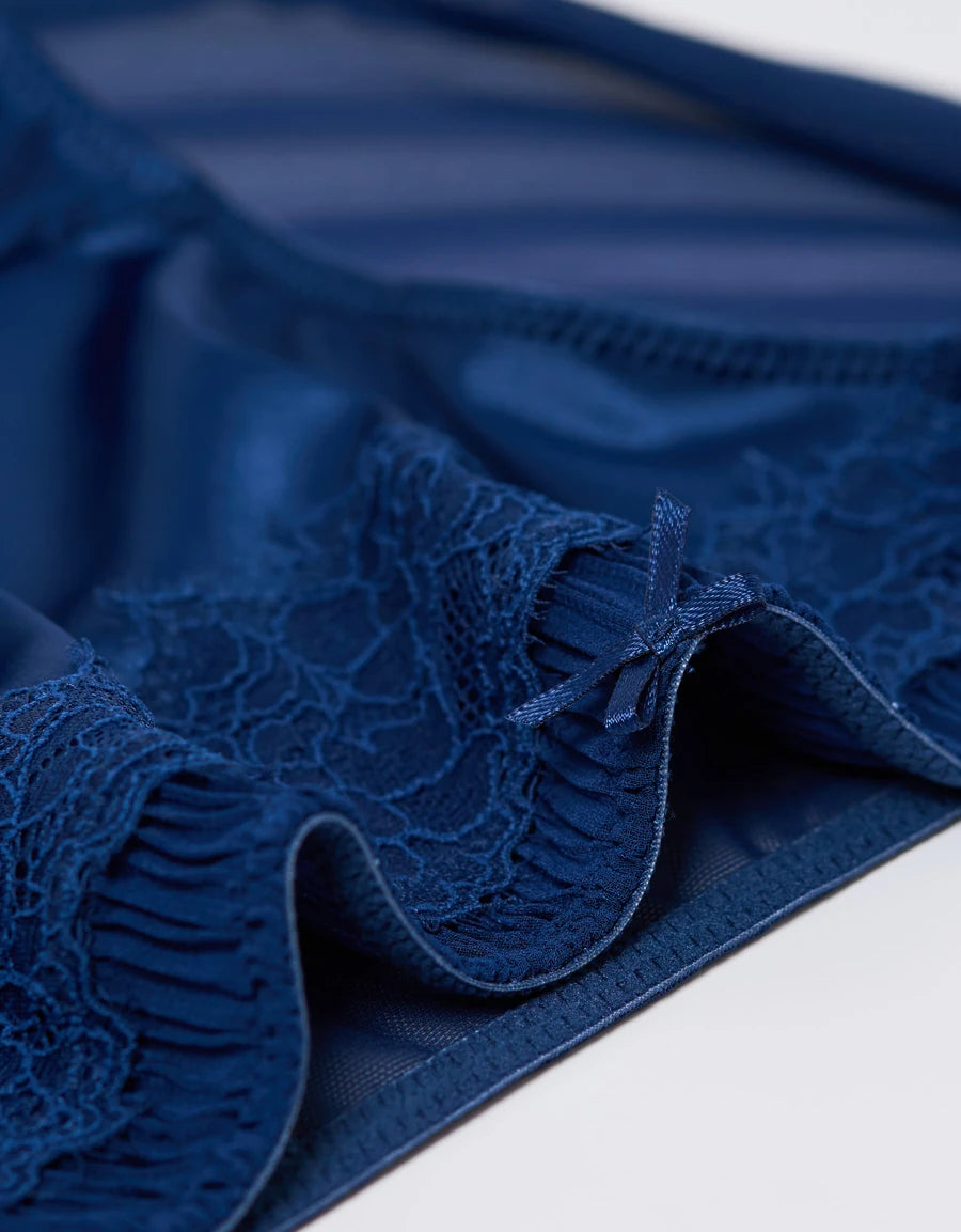 Lace-Trim Satin Bikini Panty