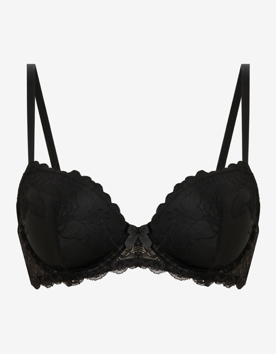 Mesh And Embroidery Balconette Bra