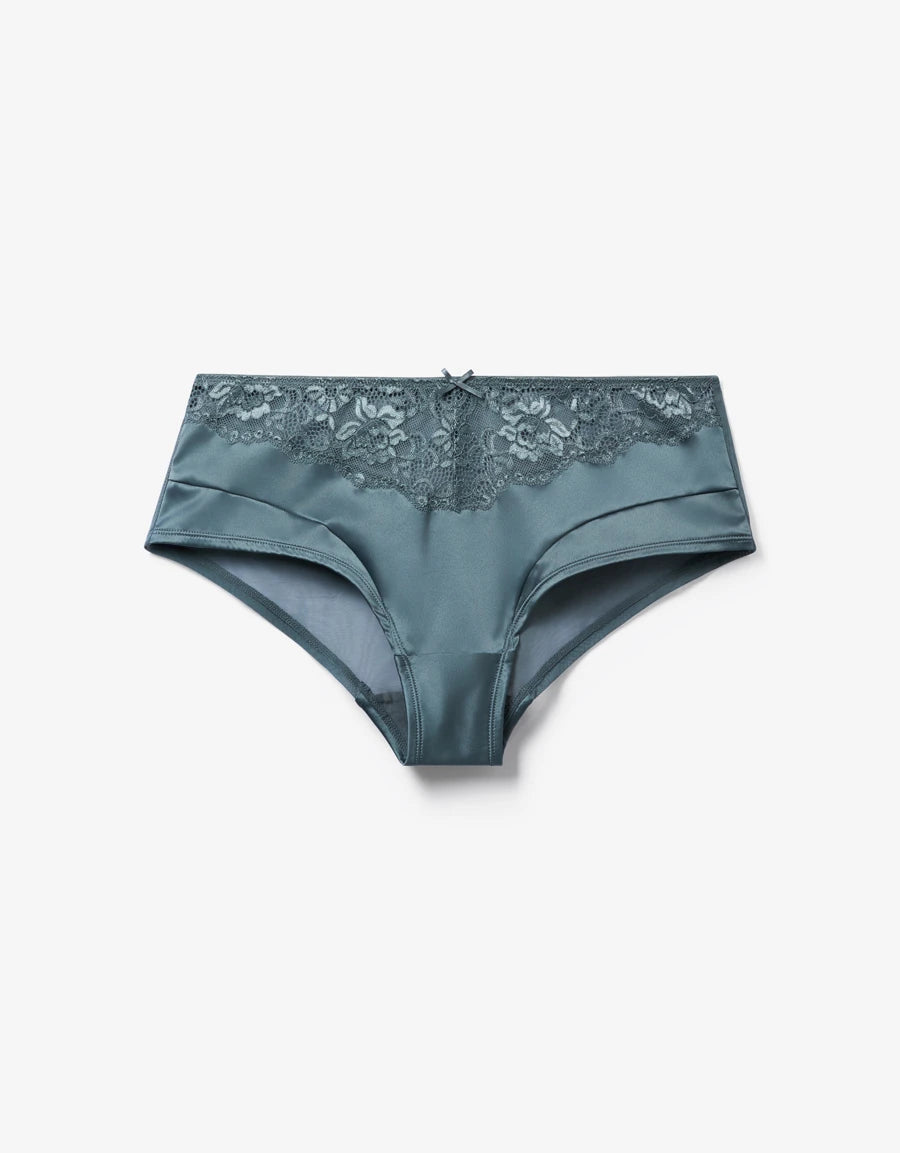 Lace-Trim Satin Hipster Panty