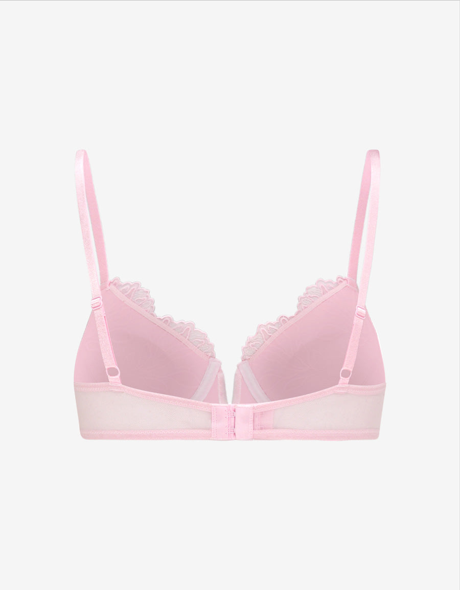 Embroidered Lace Non Padded Plunge Bra