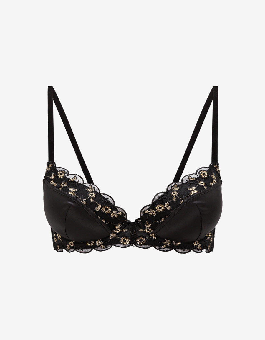 Sequin Embroidered Plunge Bra