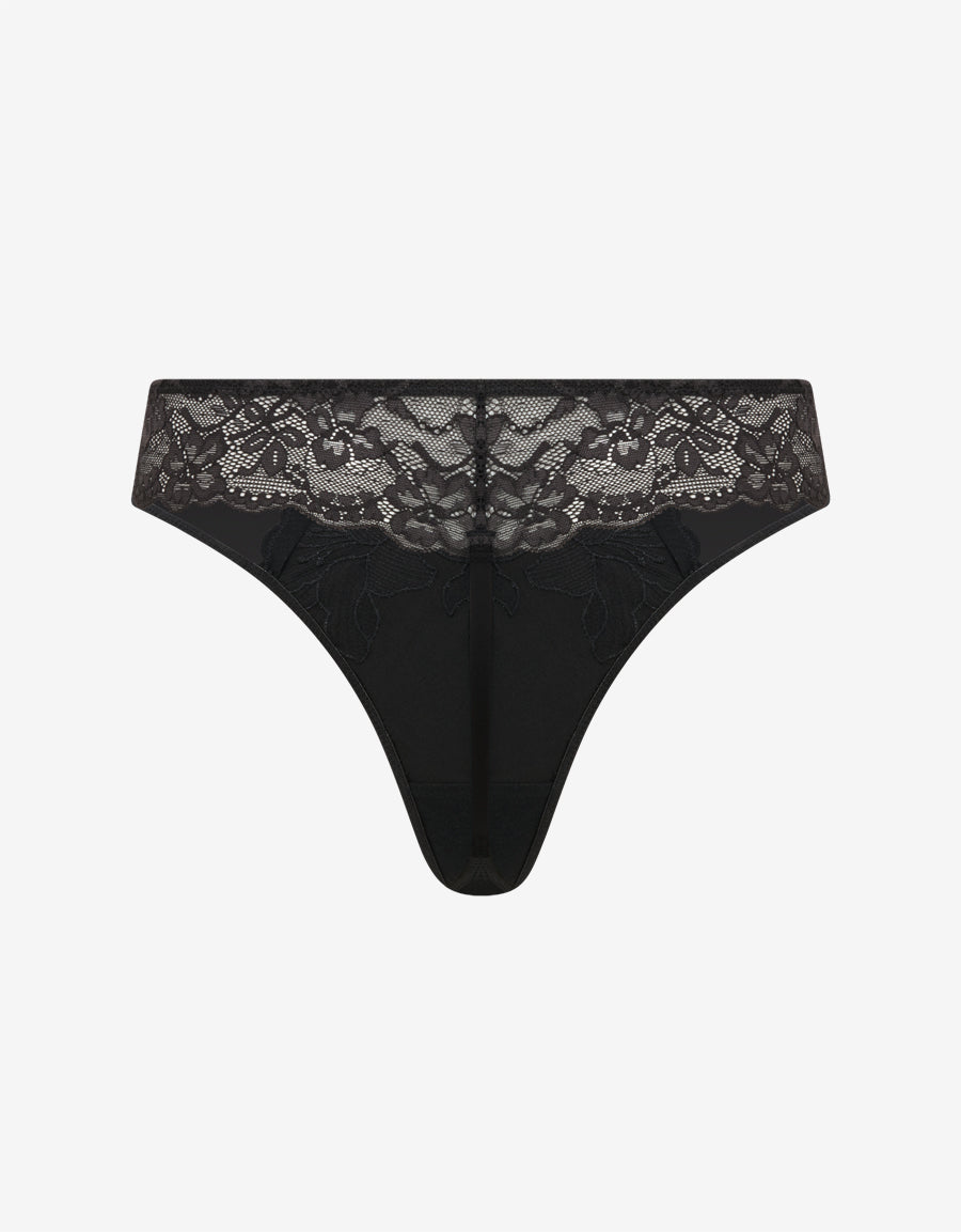 Mesh And Embroidery Thong