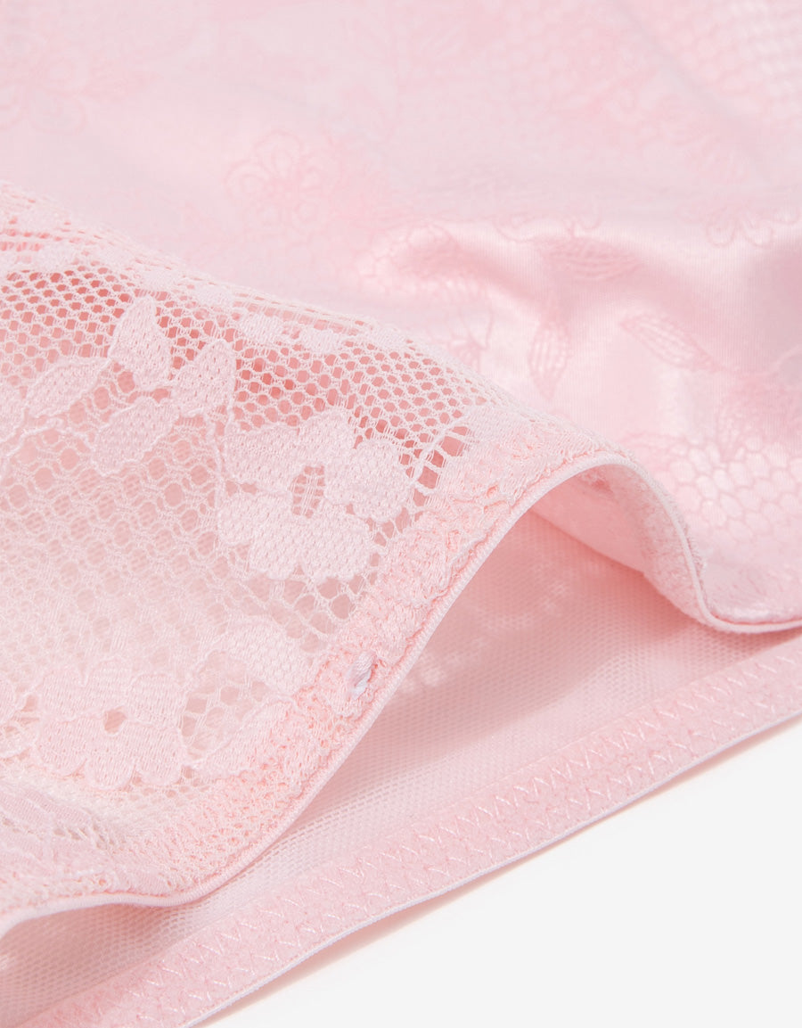 Lace-Trim Satin Bikini Panty