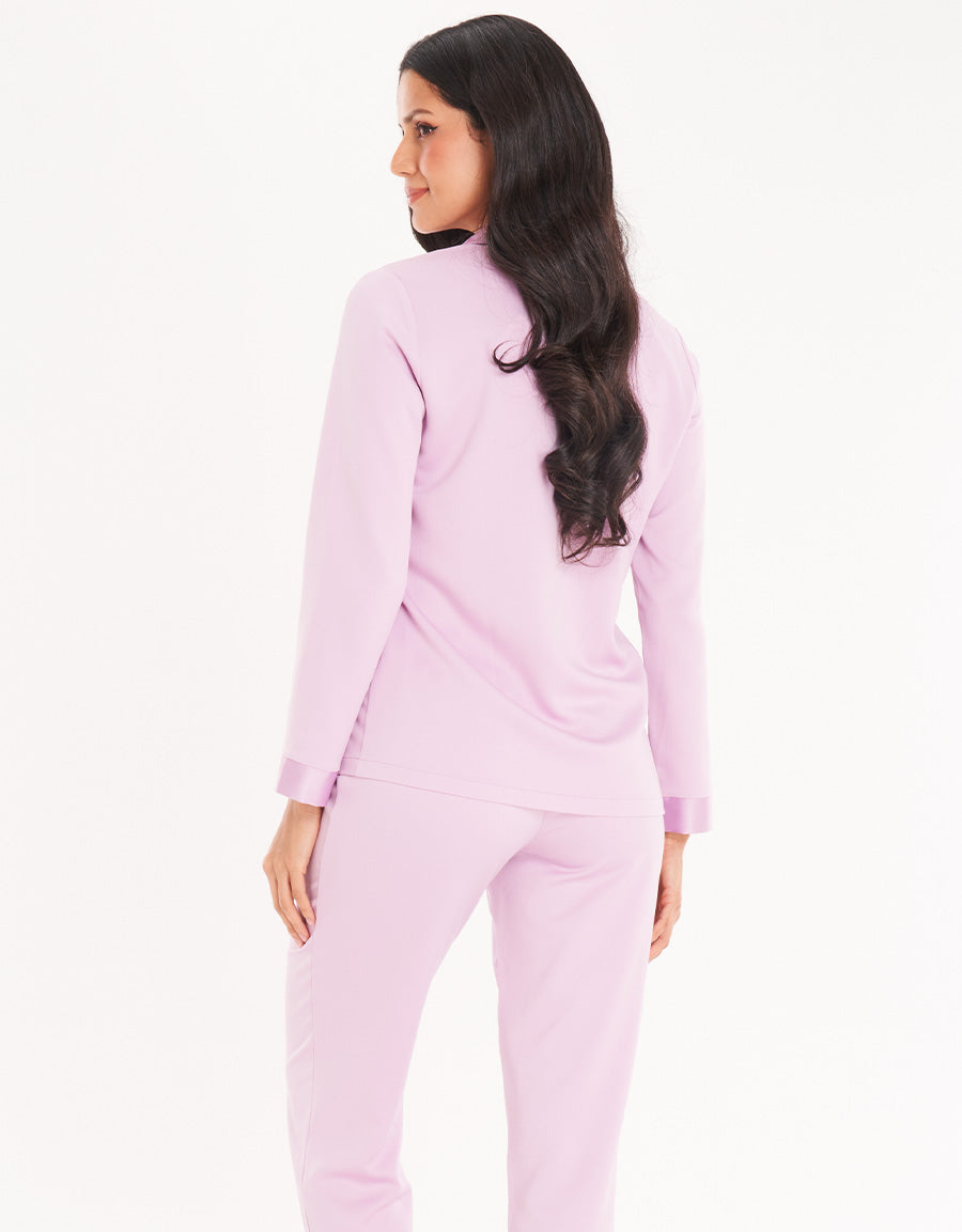 Dusky Purple Short-Sleeve Long Pajama Set