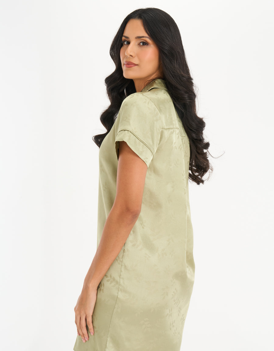 2-Pack Sleep Shirt Satin Short Nightdresses in Cream