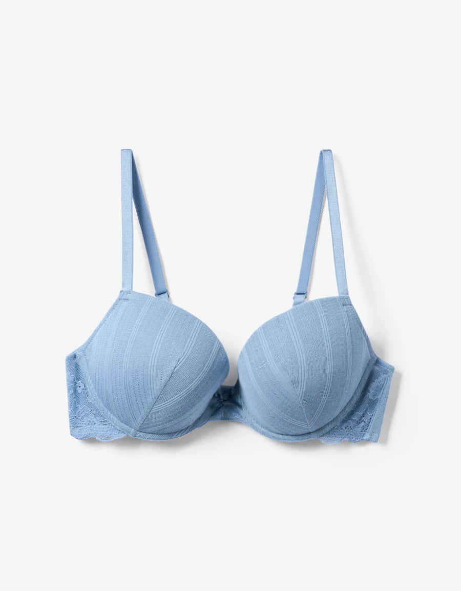 Pointelle Cotton Push-Up Plunge Bra