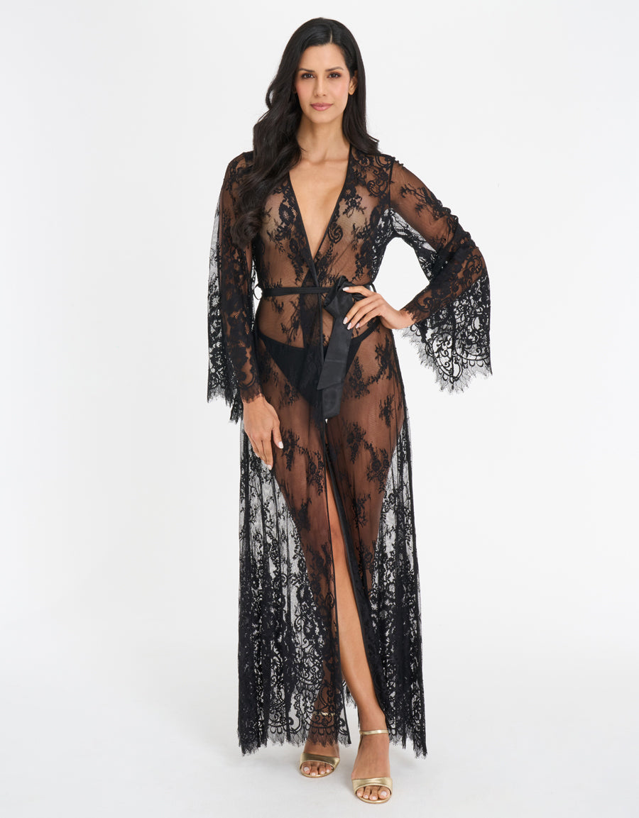 Sheer Lace Long Robe