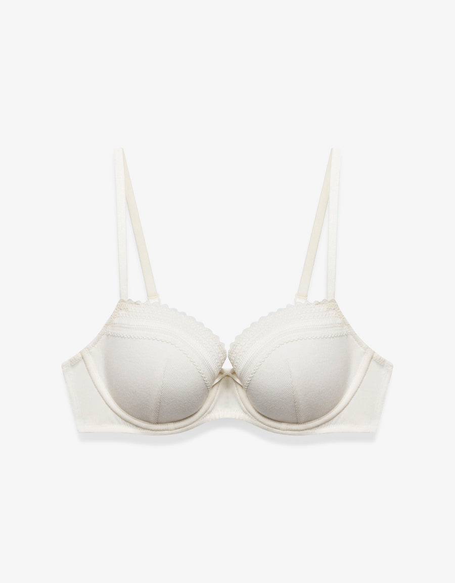 Balconette Cotton Push Up Bra in White