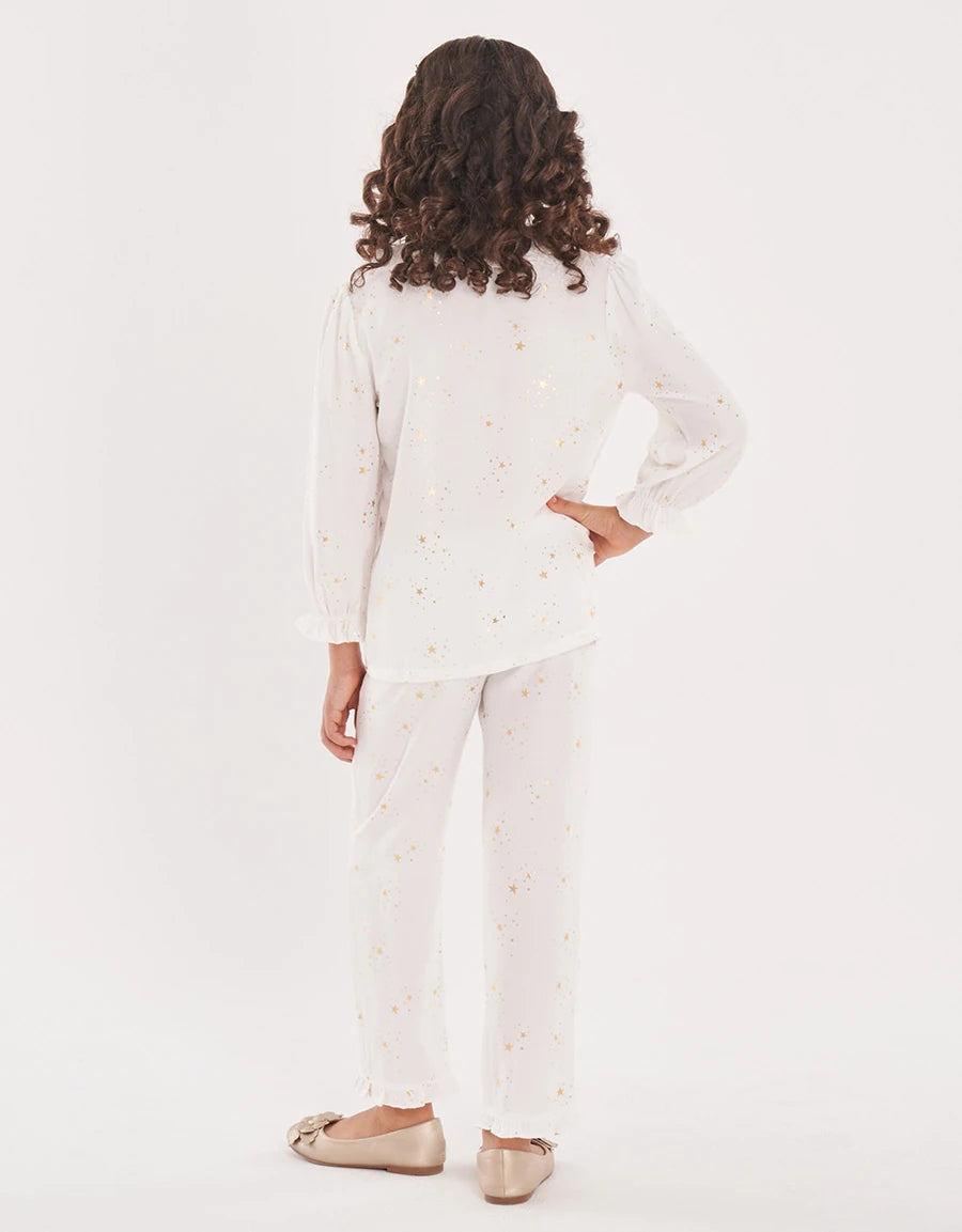 White Print Pajama Set