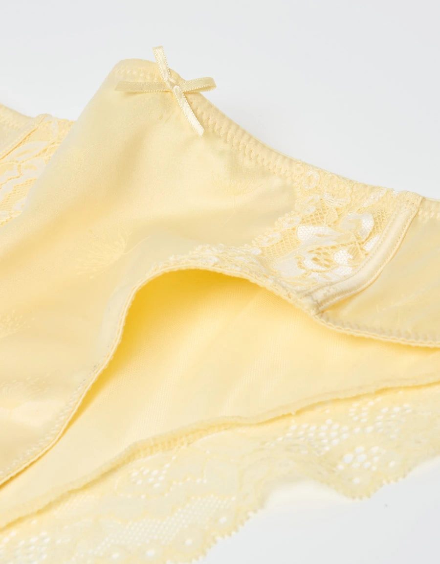 Lace-Trim Satin Brazilian Panty