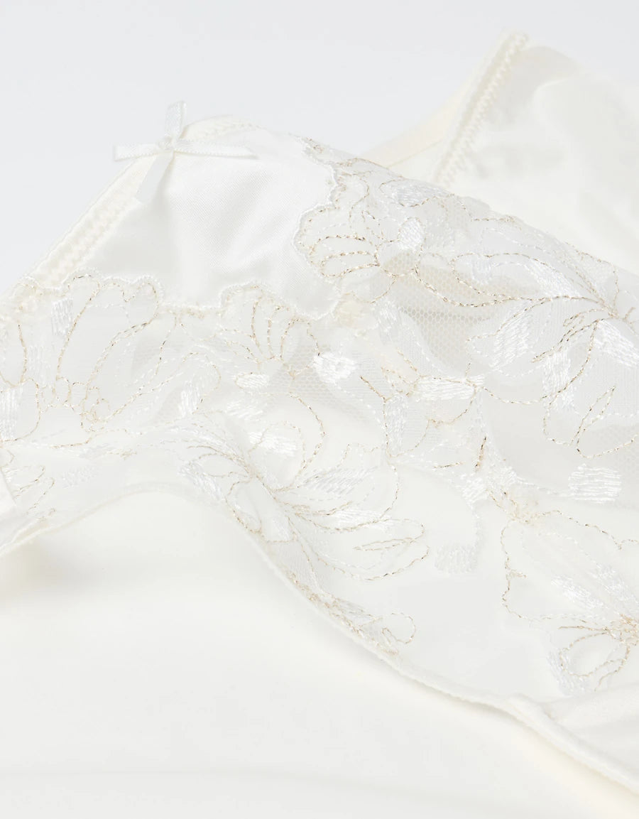 Lace-Trim Satin Bridal Bikini Panty