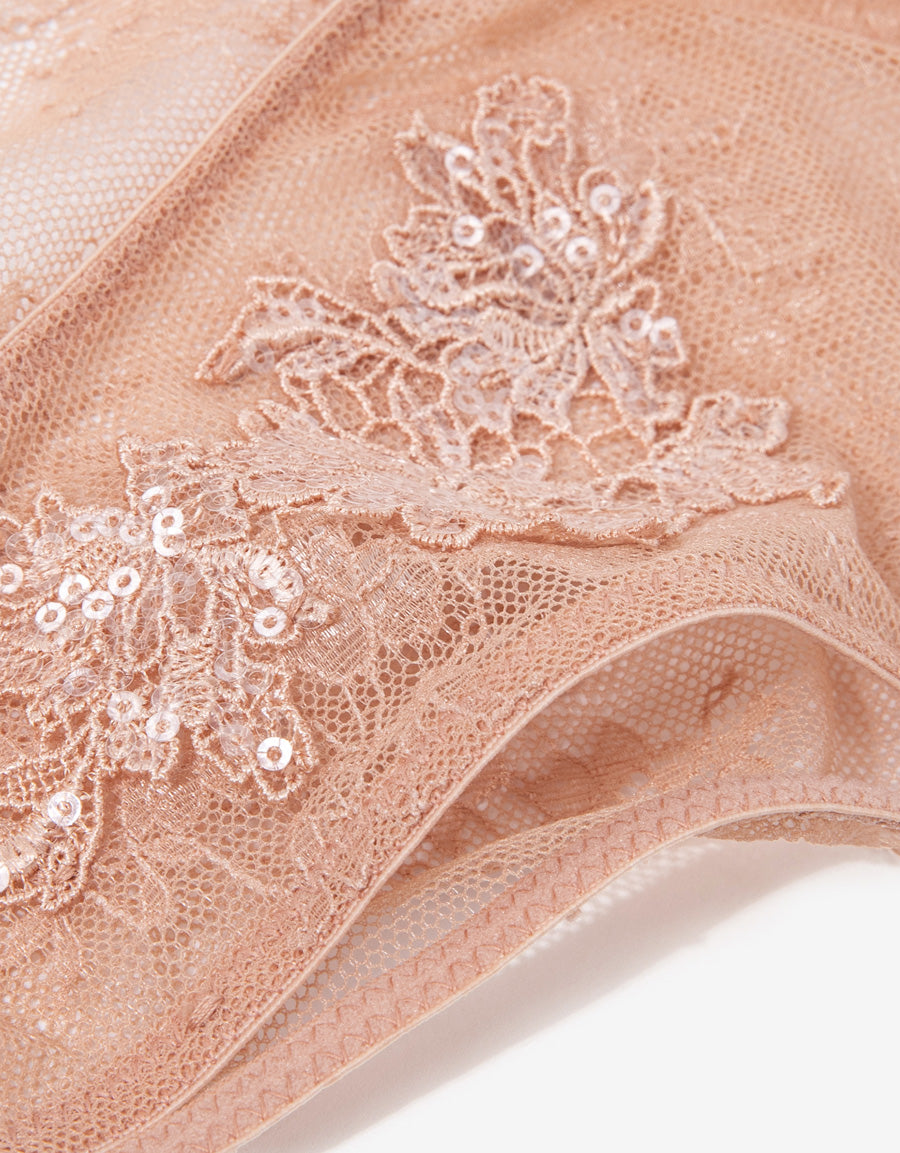 Sequin Embroidered Lace Bikini Panty