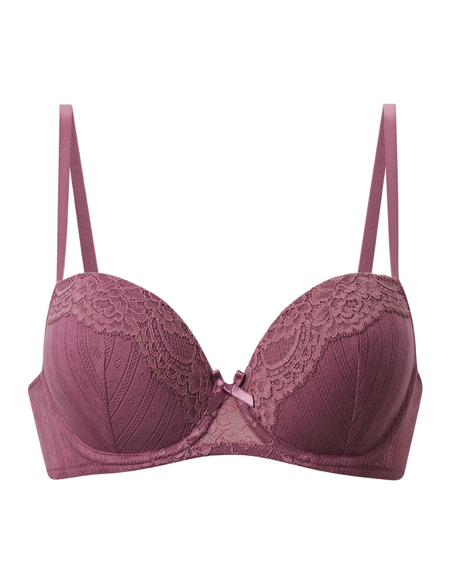 Pink Balconette Bra with Lace Details