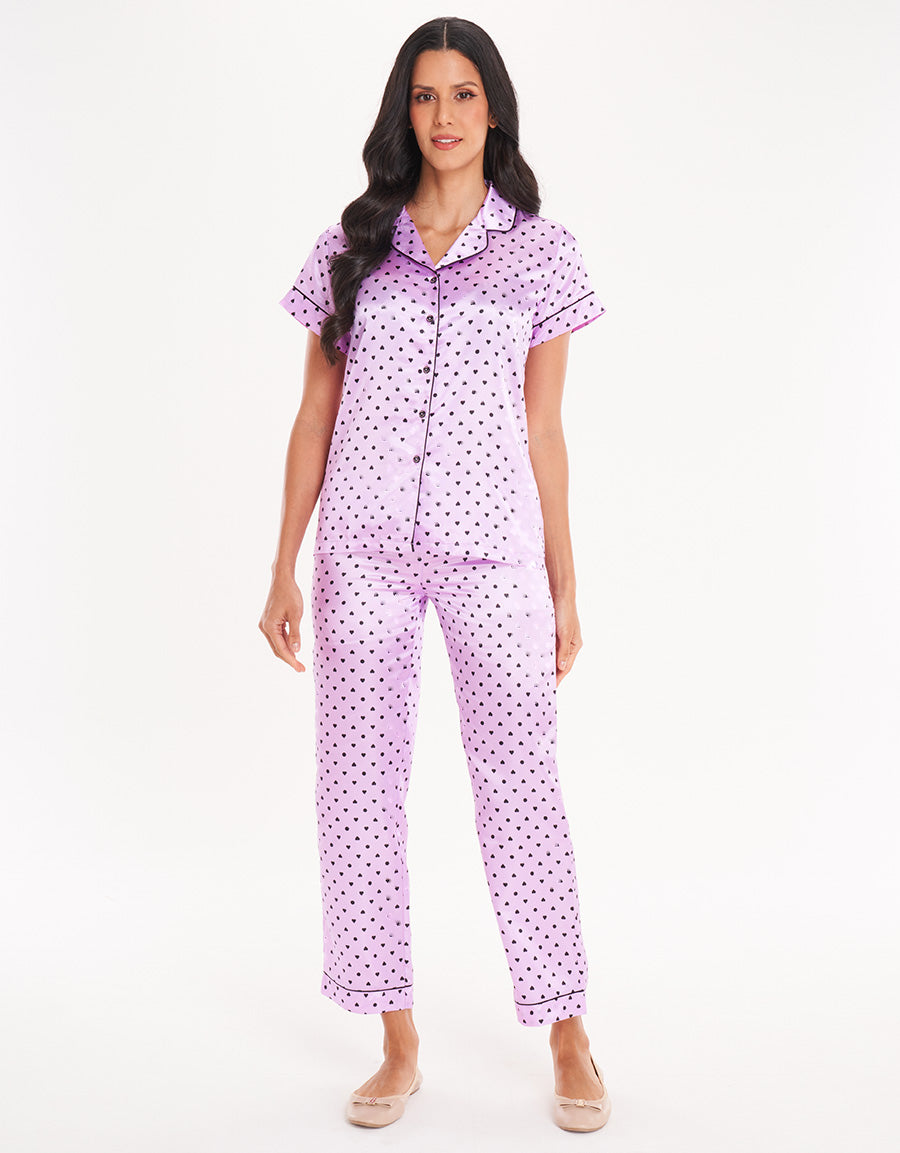 Sweetheart Short-Sleeve Long Pajama Set