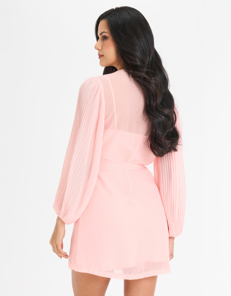Chiffon Short Dress and Robe Set