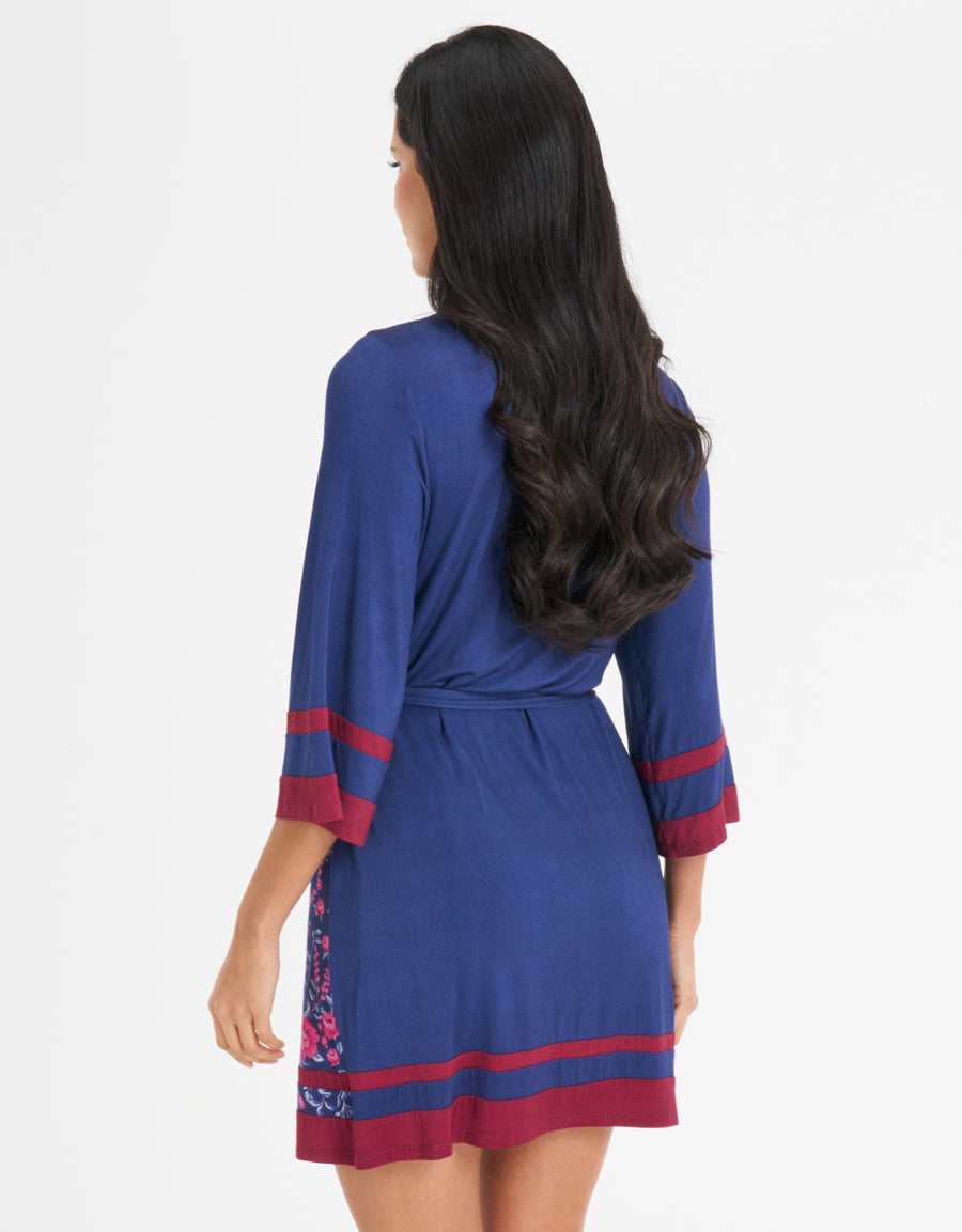 Floral Print Short Dress and Robe Set