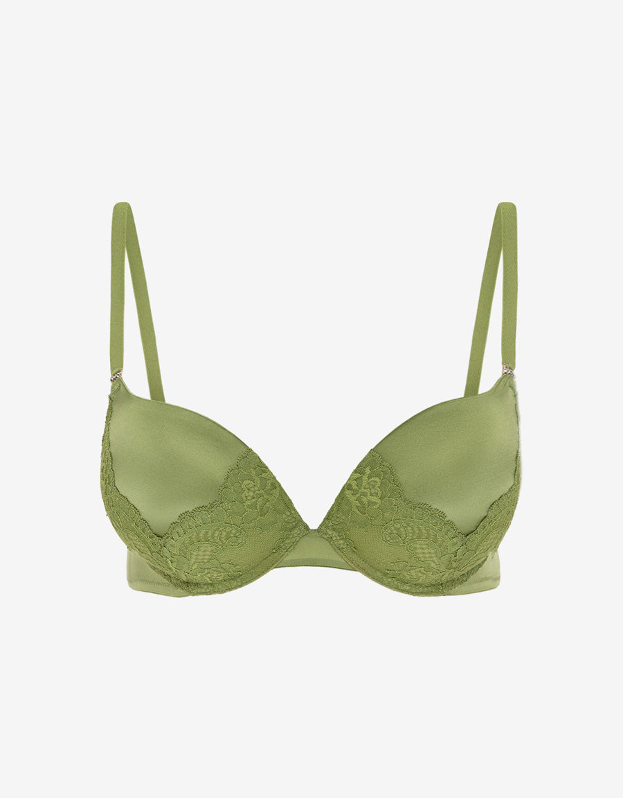 Lace-Trim Triple Push Up Plunge Bra
