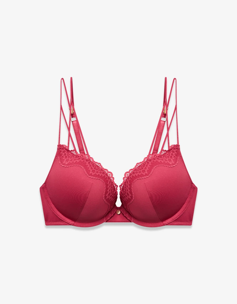 Lace-Trim Double Push-Up Plunge Bra