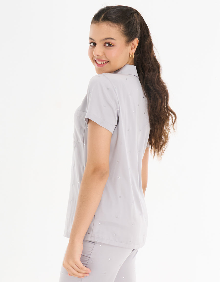 Short Sleeve Satin Pajama Set