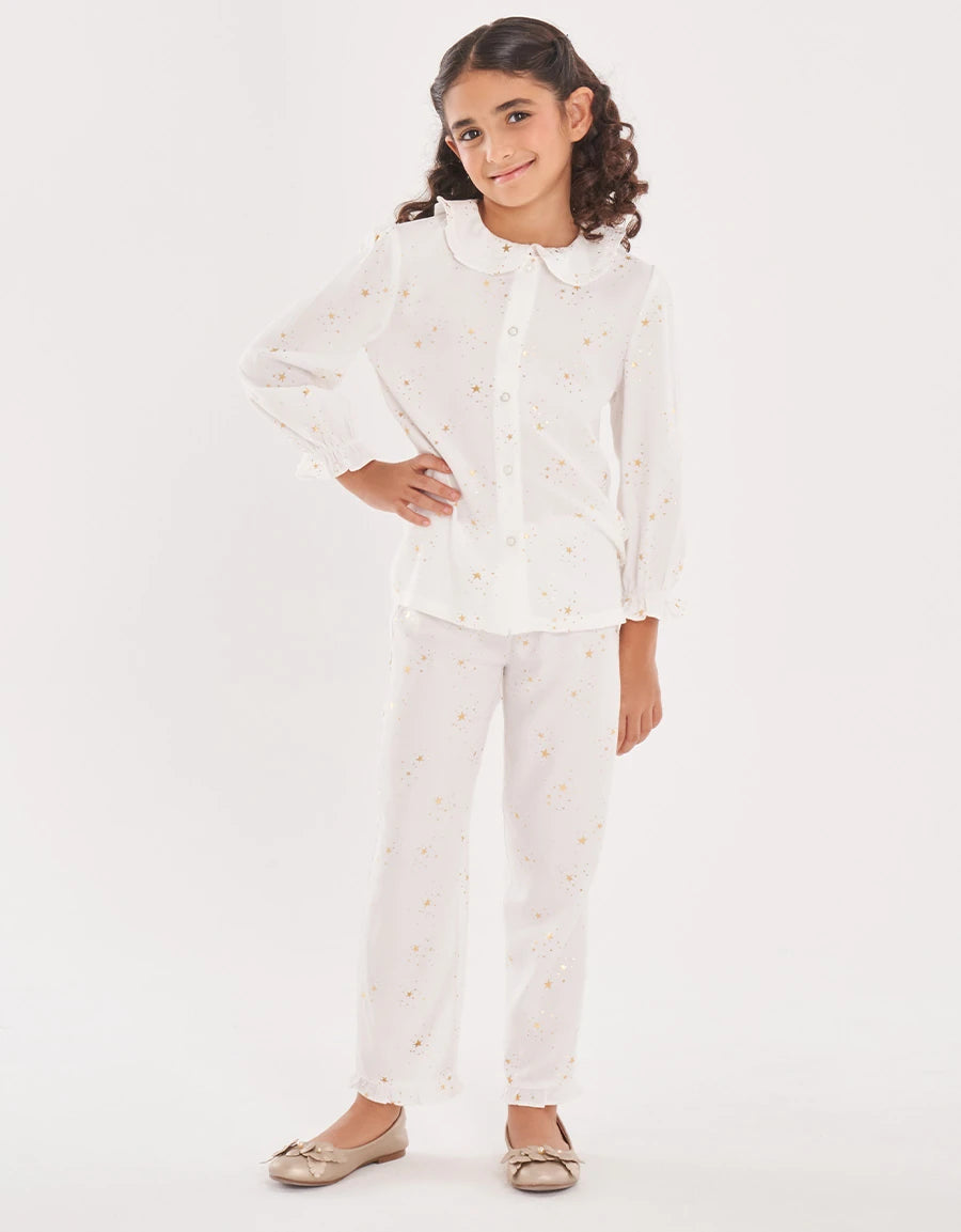 White Print Pajama Set
