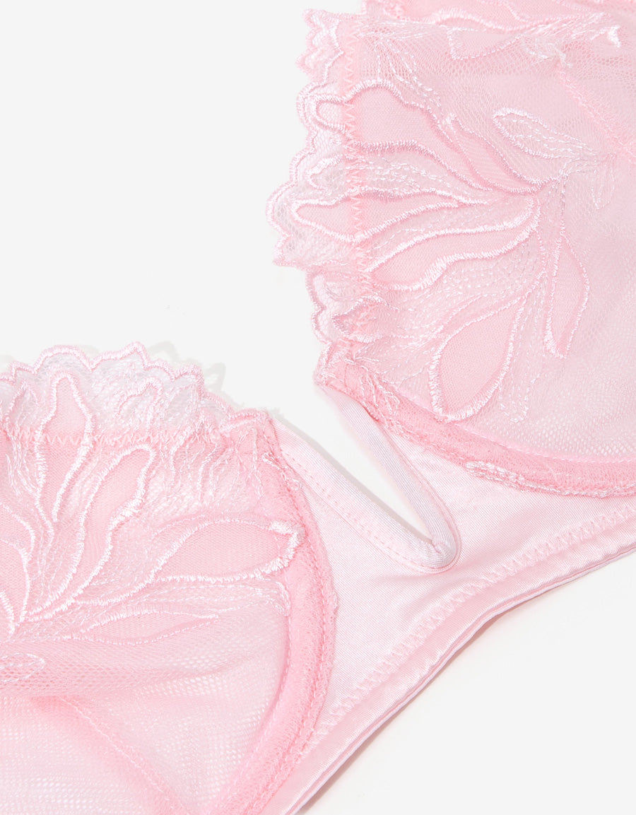 Embroidered Lace Non Padded Plunge Bra