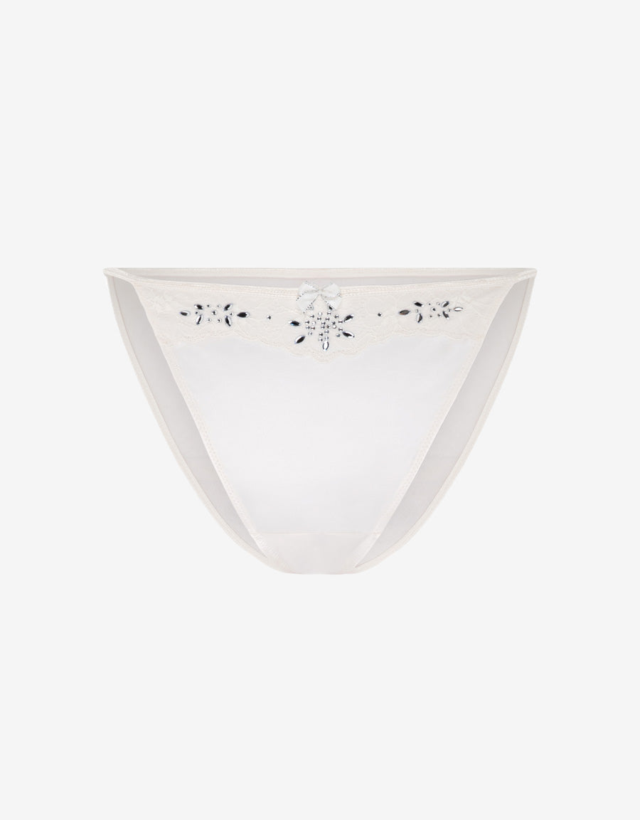 Sparkle Lace-Trim Satin Tanga Panty