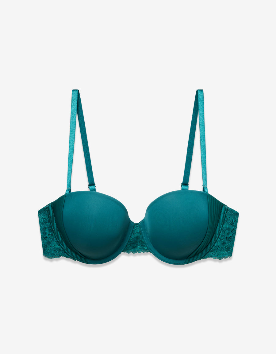 Multiway Lace Padded Bra in Dark Green