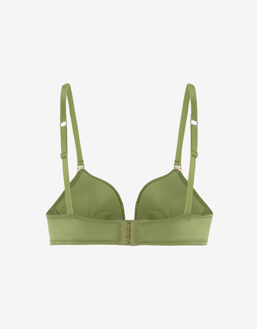 Lace-Trim Triple Push Up Plunge Bra