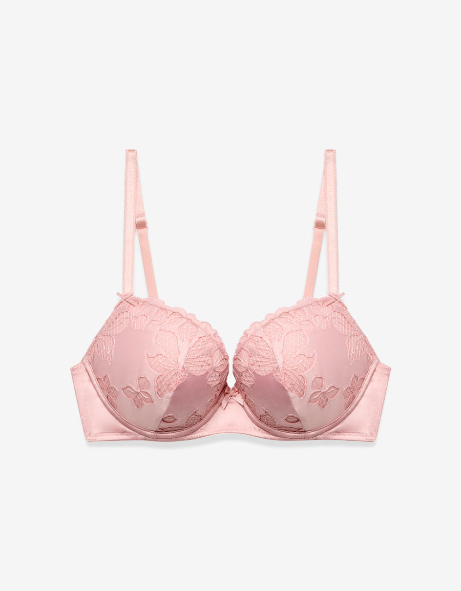 Satin Push Up Bra in Light Pink