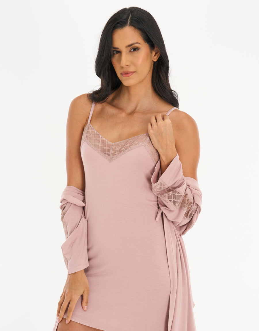 Short Nightdress and Robe in Mink