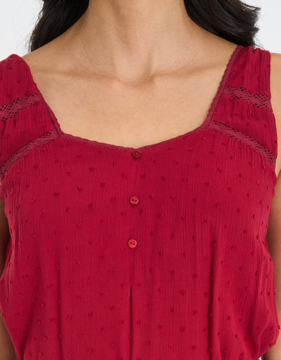 Crochet-Trim Long Dress