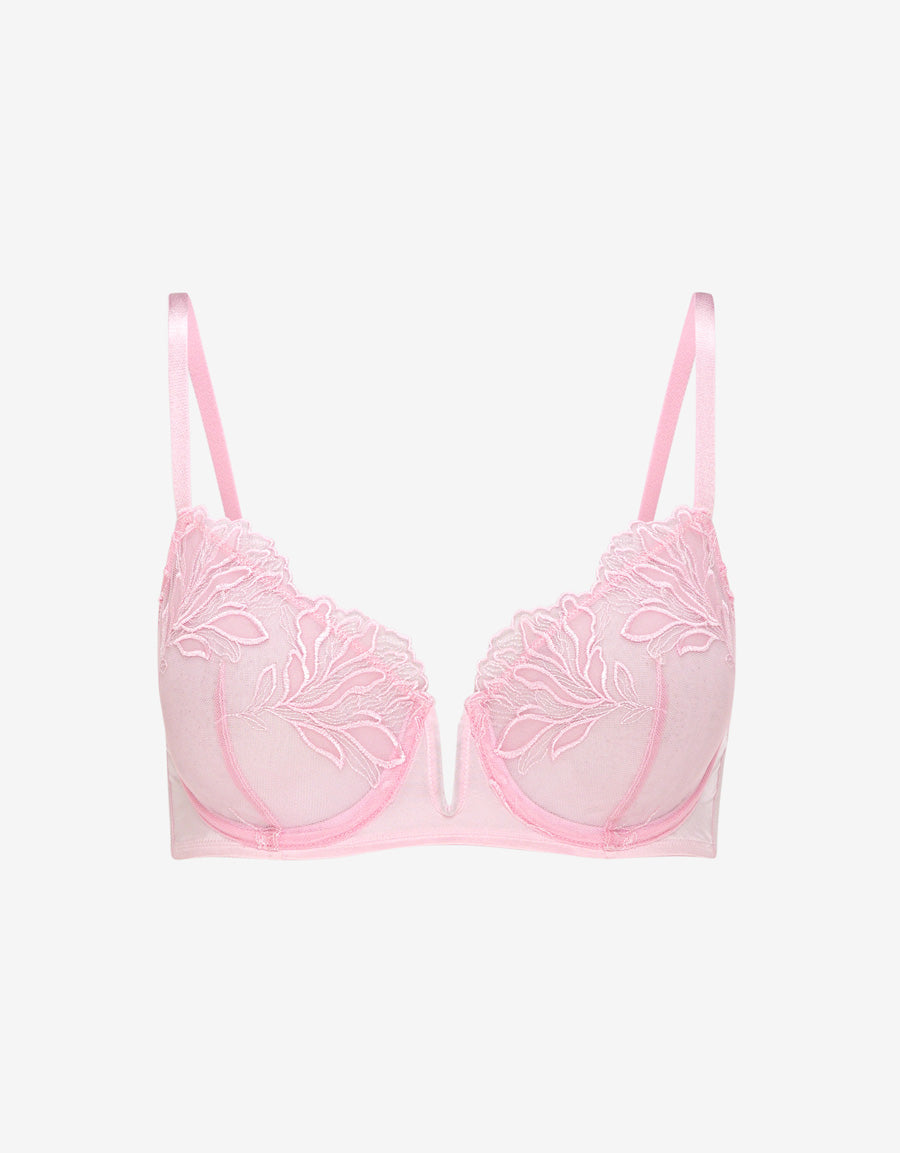 Embroidered Lace Non Padded Plunge Bra