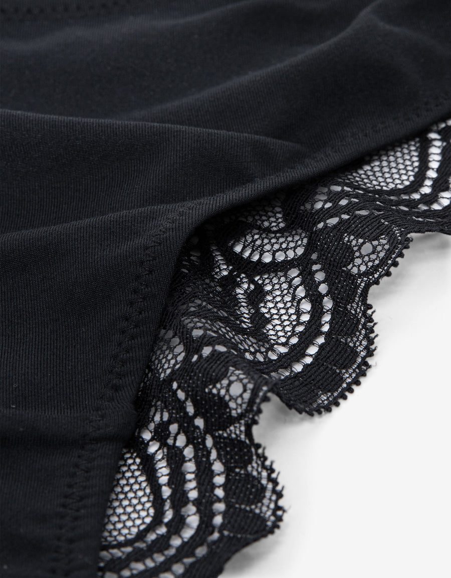Lace-Trim Microfiber Brazilian Panty